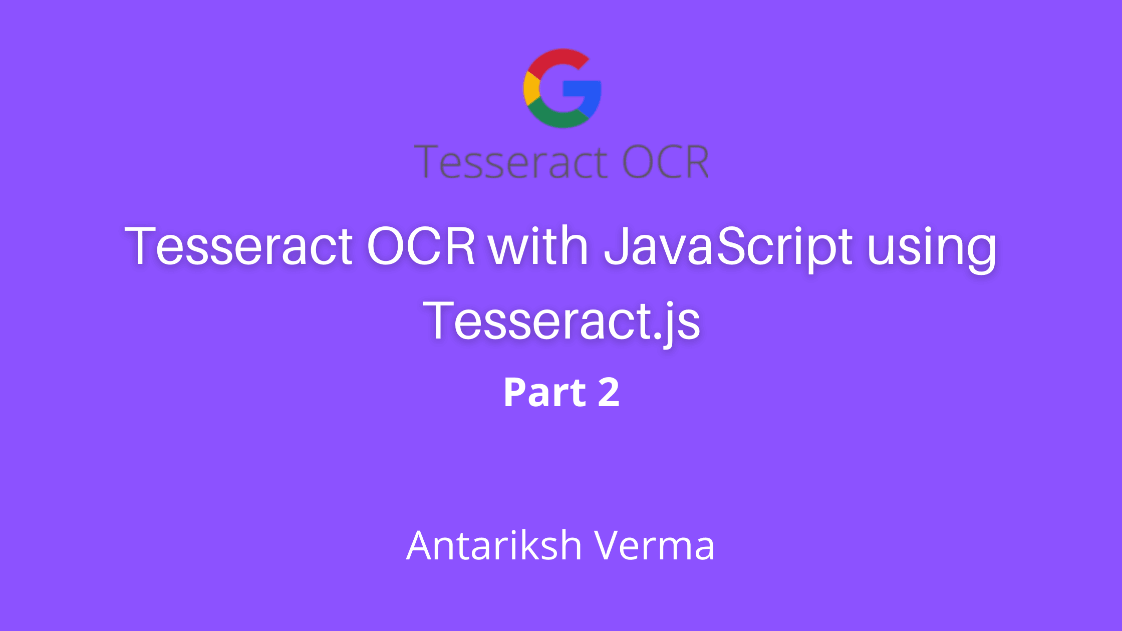 Tesseract OCR with JavaScript using Tesseract.js